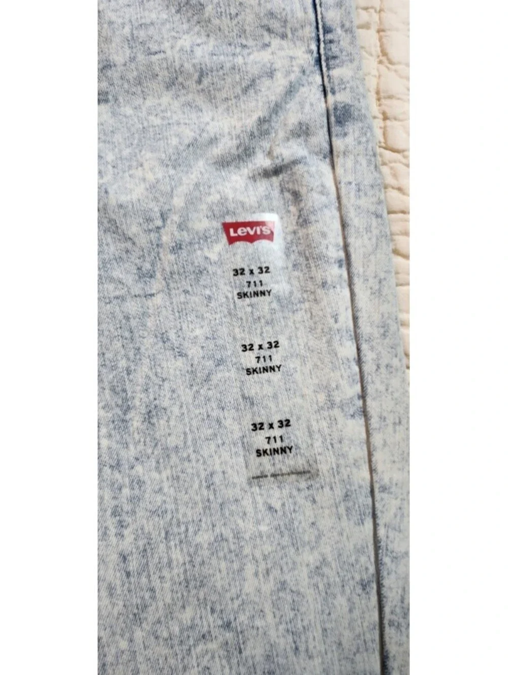 NWT Levi's 711 Skinny Jeans Men's 32x32 Light Acid Wash Denim